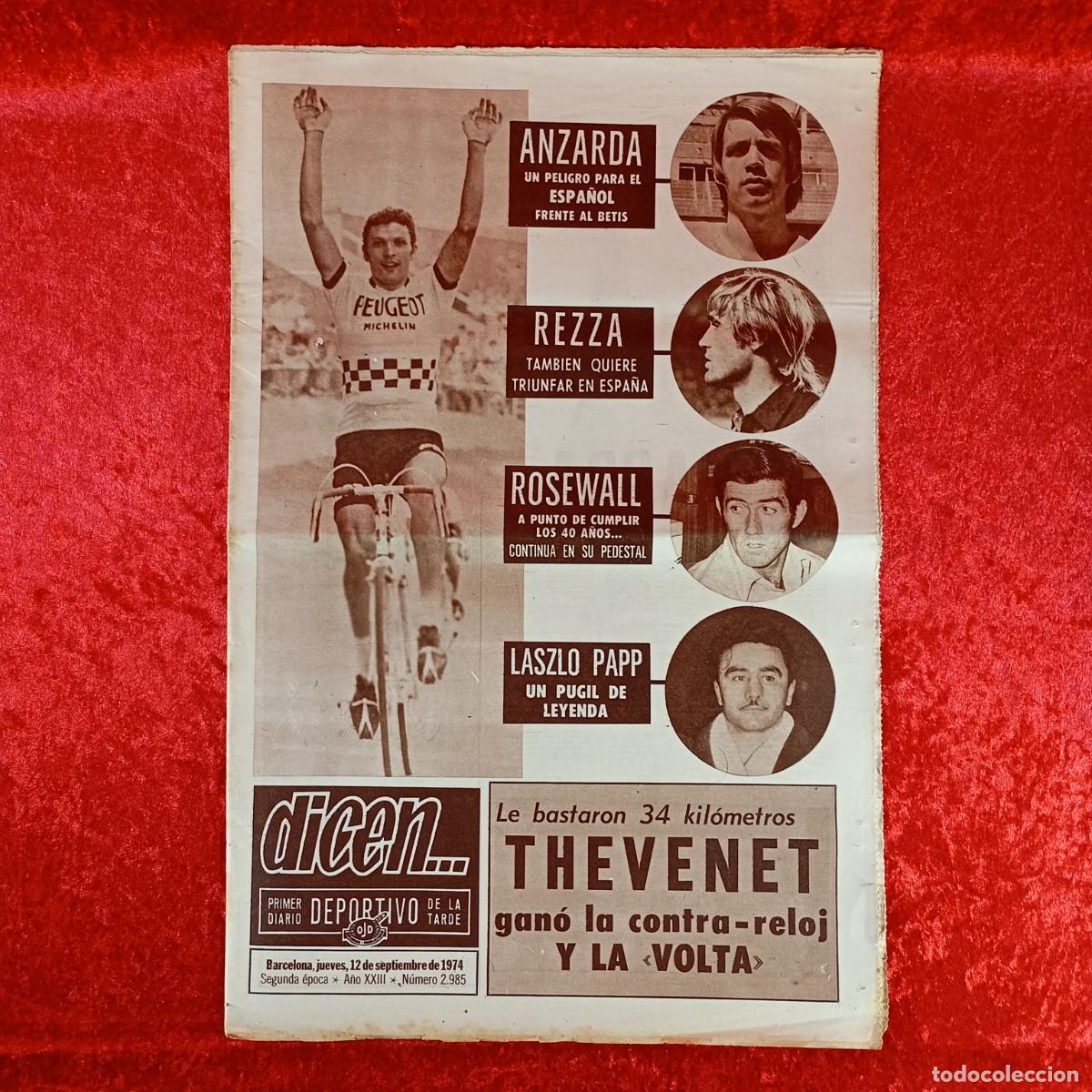 Sports collectibles: REVISTA DICEN - PERIODICO DEPORTIVO - N&Uacute;MERO 2.985 - 12 DE SEPTIEMBRE DE 1974 - FUTBOL / 499