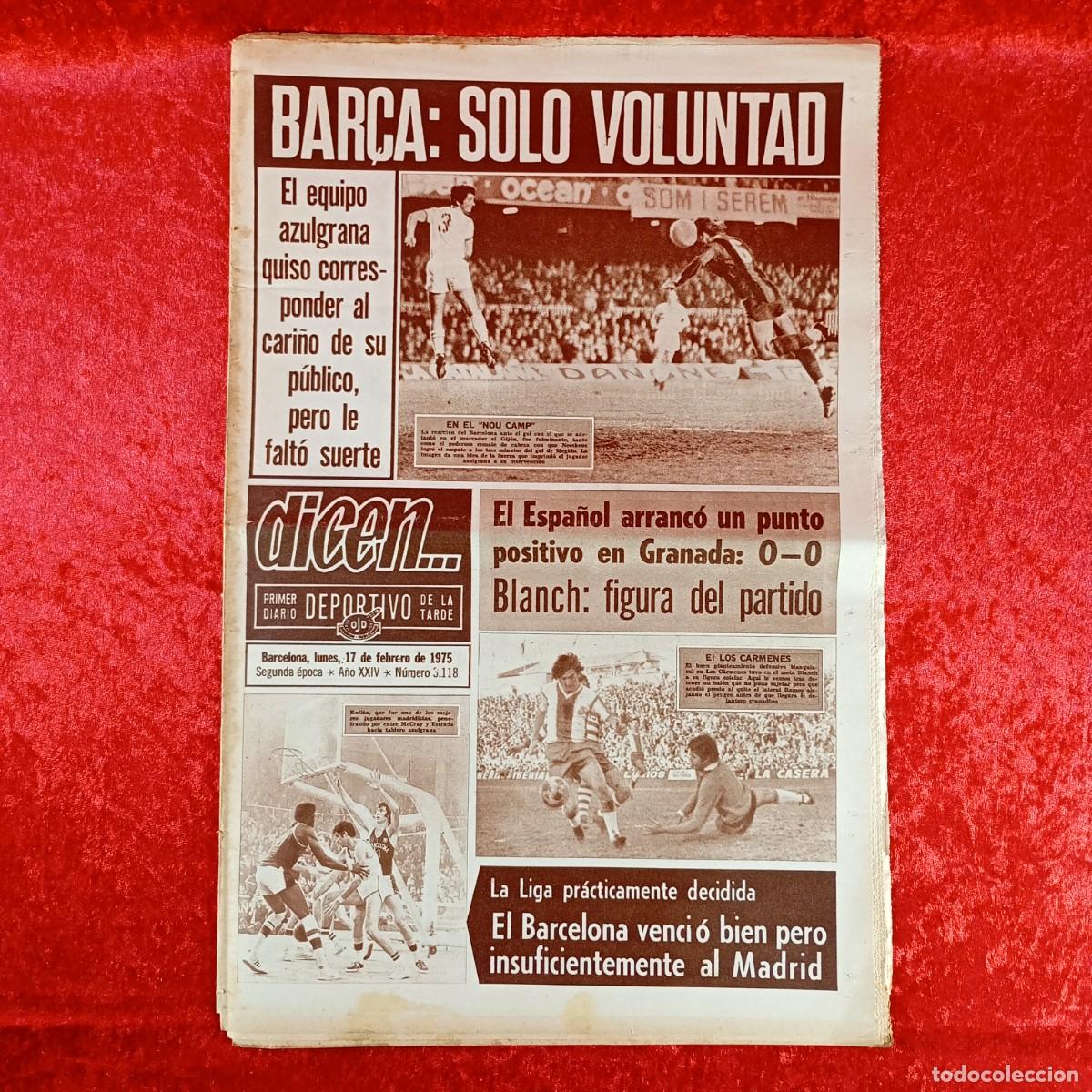 Sammelleidenschaft Sport: REVISTA DICEN - PERIODICO DEPORTIVO - N&Uacute;MERO 3.118 - 17 DE FEBRERO DE 1975 - FUTBOL / 507
