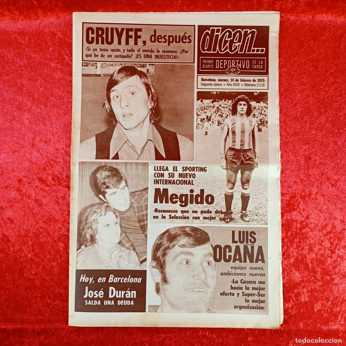 Sports collectibles: REVISTA DICEN - PERIODICO DEPORTIVO - N&Uacute;MERO 3.116 - 14 DE FEBRERO DE 1975 - FUTBOL / 510