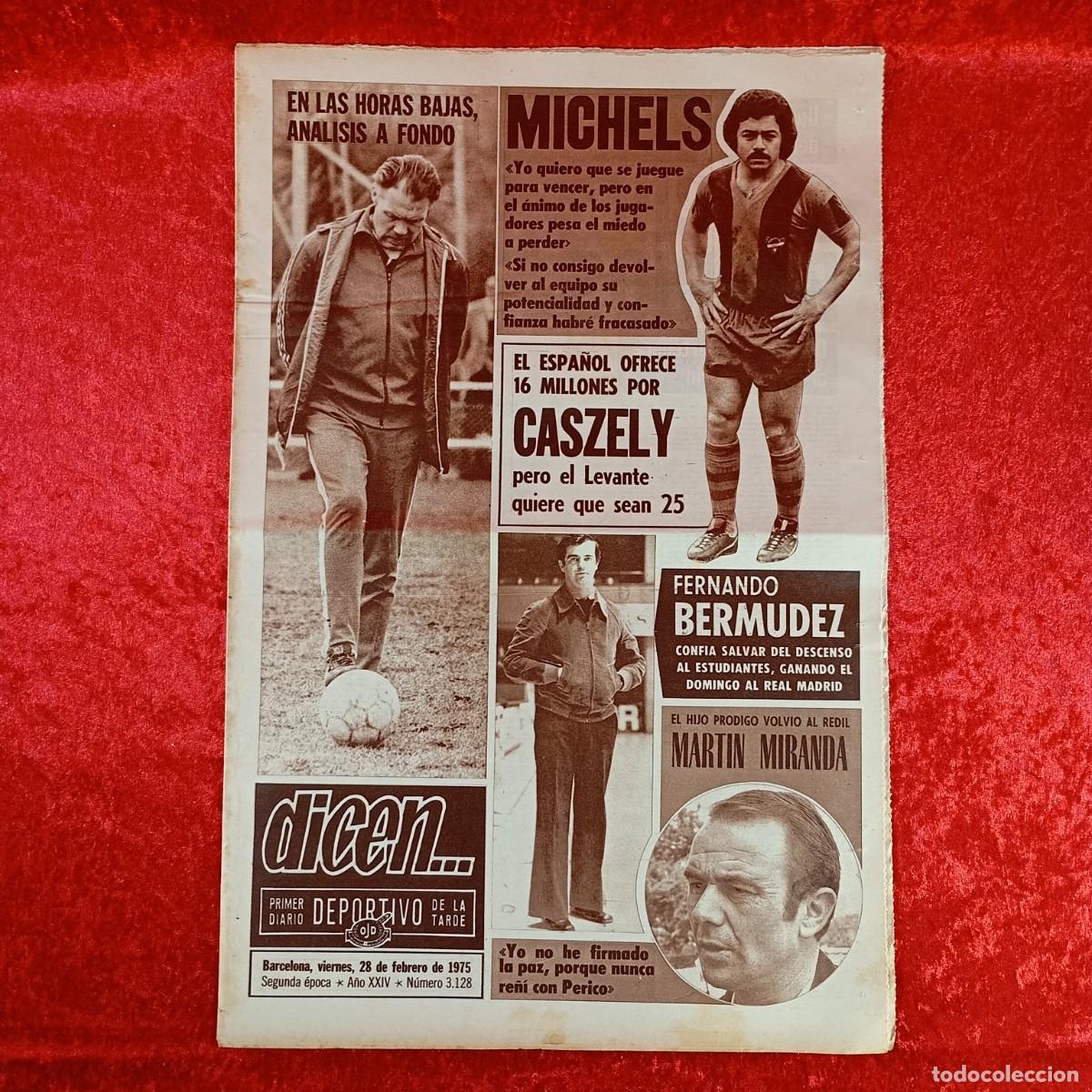 Sports collectibles: REVISTA DICEN - PERIODICO DEPORTIVO - N&Uacute;MERO 3.128 - 28 DE FEBRERO DE 1975 - FUTBOL / 516