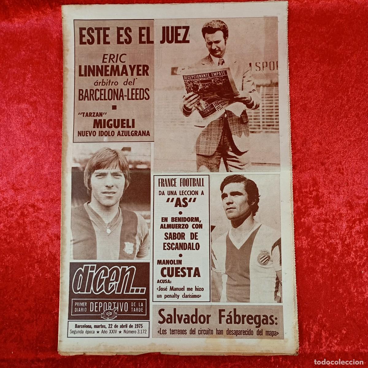 Sammelleidenschaft Sport: REVISTA DICEN - PERIODICO DEPORTIVO - N&Uacute;MERO 3.172 - 22 DE ABRIL DE 1975 - FUTBOL / 539