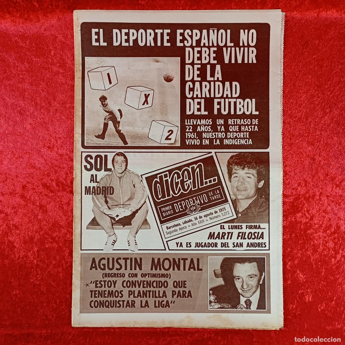 Collectionnisme sportif: REVISTA DICEN - PERIODICO DEPORTIVO - N&Uacute;MERO 3.272 - 16 DE AGOSTO DE 1975 - FUTBOL / 550