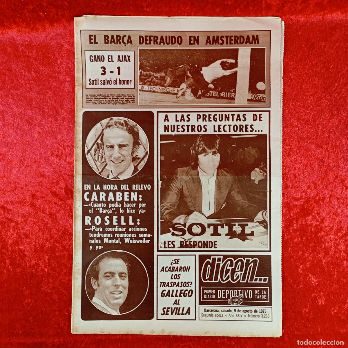 Sammelleidenschaft Sport: REVISTA DICEN - PERIODICO DEPORTIVO - N&Uacute;MERO 3.266 - 9 DE AGOSTO DE 1975 - FUTBOL / 551