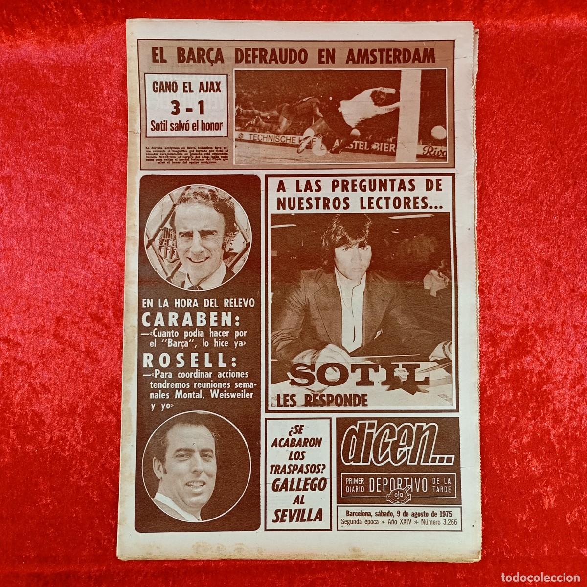 Collectionnisme sportif: REVISTA DICEN - PERIODICO DEPORTIVO - N&Uacute;MERO 3.266 - 9 DE AGOSTO DE 1975 - FUTBOL / 557