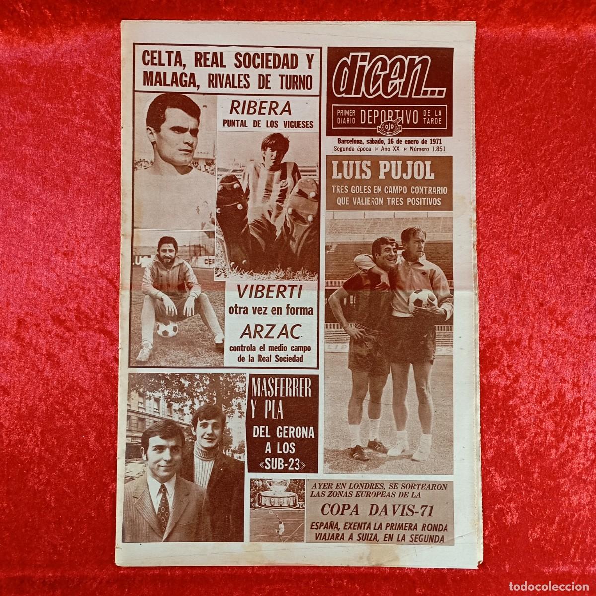 Sports collectibles: REVISTA DICEN - PERIODICO DEPORTIVO - N&Uacute;MERO 1.851 - 16 DE ENERO DE 1971 - FUTBOL / 563