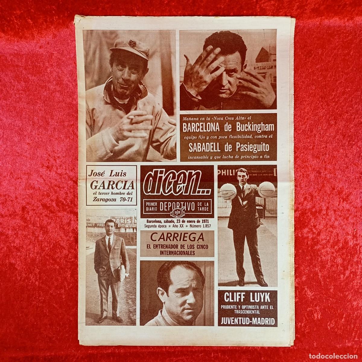 Sports collectibles: REVISTA DICEN - PERIODICO DEPORTIVO - N&Uacute;MERO 1.857 - 23 DE ENERO DE 1971 - FUTBOL / 569