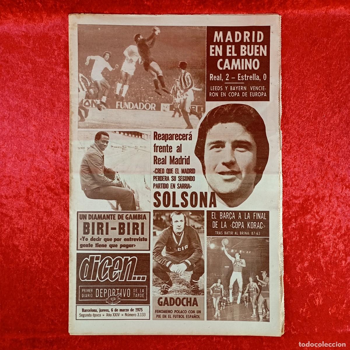 Collectionnisme sportif: REVISTA DICEN - PERIODICO DEPORTIVO - N&Uacute;MERO 3.133 - 6 DE MARZO DE 1975 - FUTBOL / 571