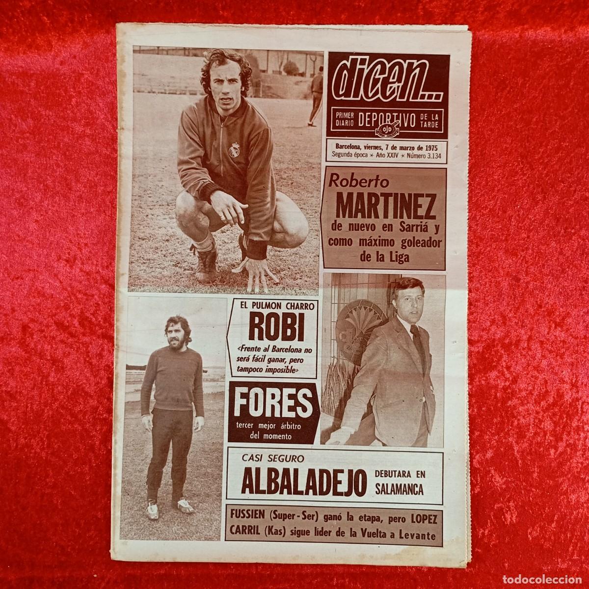 Sammelleidenschaft Sport: REVISTA DICEN - PERIODICO DEPORTIVO - N&Uacute;MERO 3.134 - 7 DE MARZO DE 1975 - FUTBOL / 572