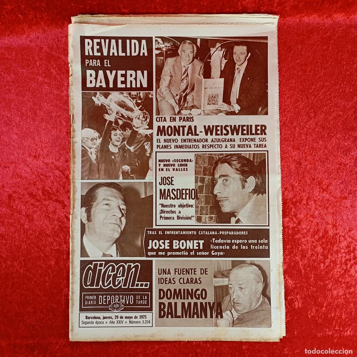 Sports collectibles: REVISTA DICEN - PERIODICO DEPORTIVO - N&Uacute;MERO 3.204 - 29 DE MAYO DE 1975 - FUTBOL / 575
