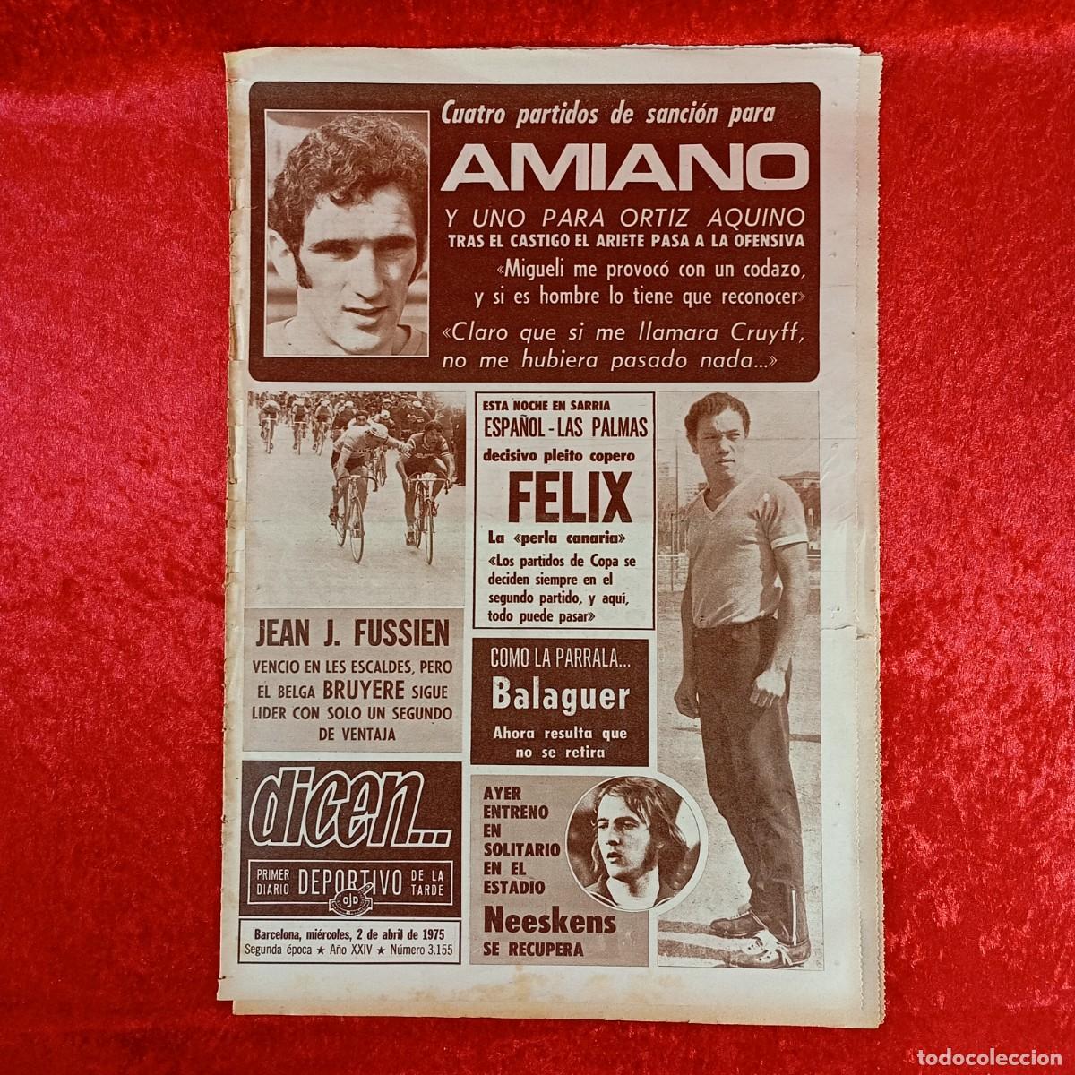 Sammelleidenschaft Sport: REVISTA DICEN - PERIODICO DEPORTIVO - N&Uacute;MERO 3.155 - 2 DE ABRIL DE 1975 - FUTBOL / 579