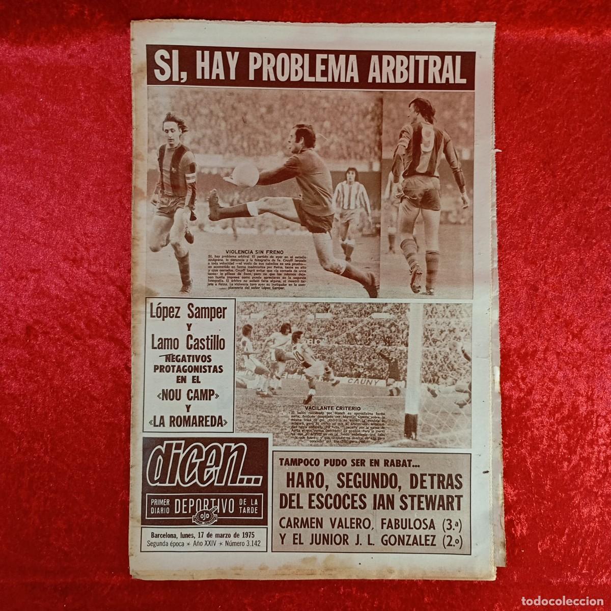 Sports collectibles: REVISTA DICEN - PERIODICO DEPORTIVO - N&Uacute;MERO 3.142 - 17 DE MARZO DE 1975 - FUTBOL / 600