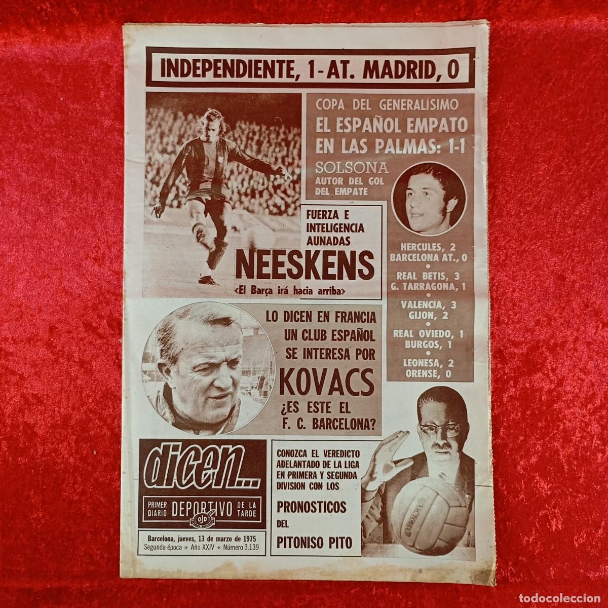 Collectionnisme sportif: REVISTA DICEN - PERIODICO DEPORTIVO - N&Uacute;MERO 3.139 - 13 DE MARZO DE 1975 - FUTBOL / 602