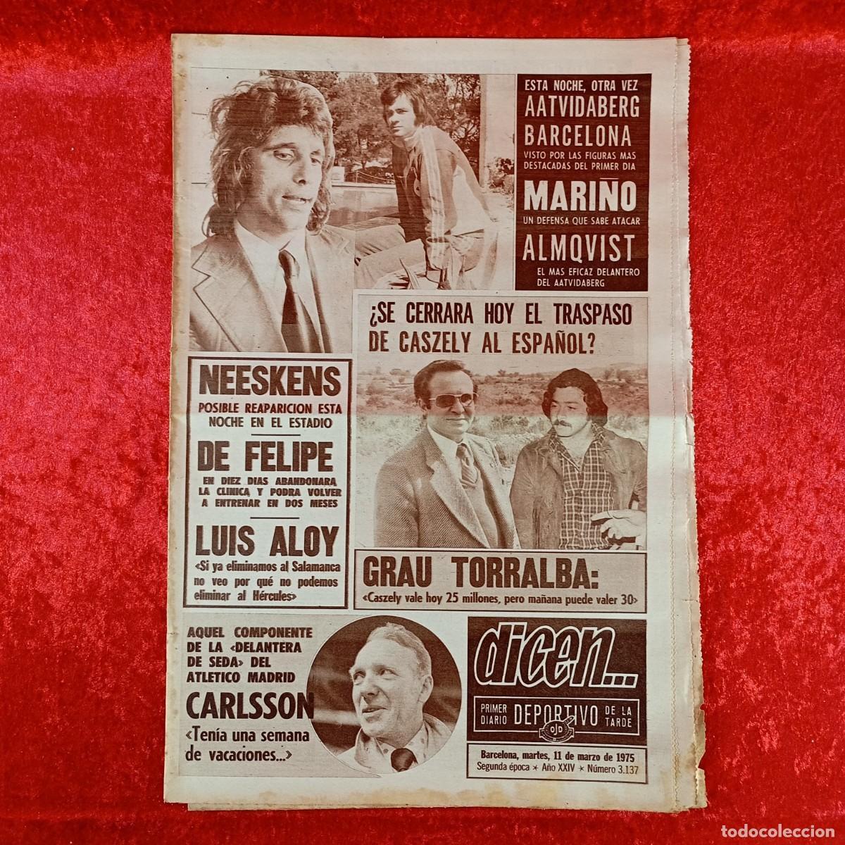 Sports collectibles: REVISTA DICEN - PERIODICO DEPORTIVO - N&Uacute;MERO 3.137 - 11 DE MARZO DE 1975 - FUTBOL / 607