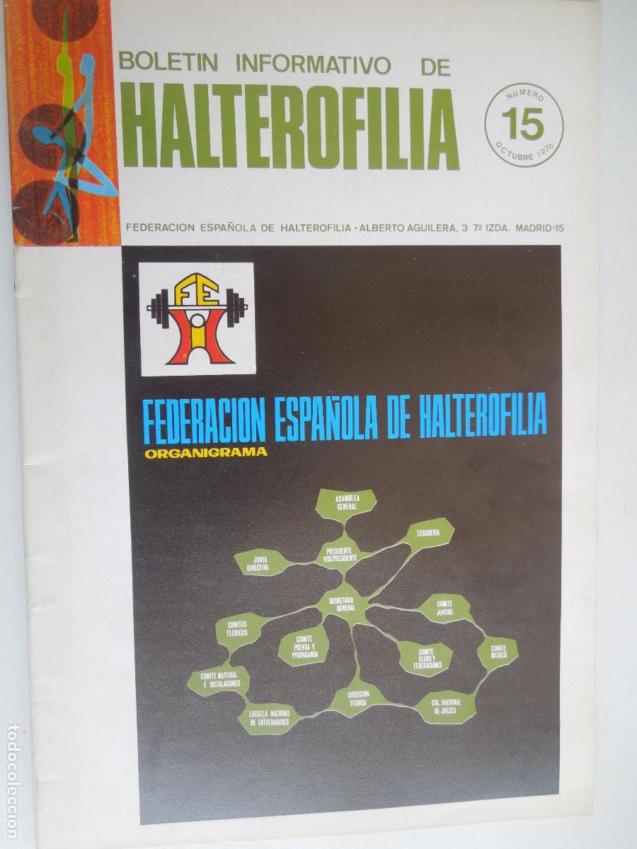 Sammelleidenschaft Sport: HALTEROFILIA , BOLETIN INFORMATIVO N&ordm; 15 - OCTUBRE 1976- VER INDICE -