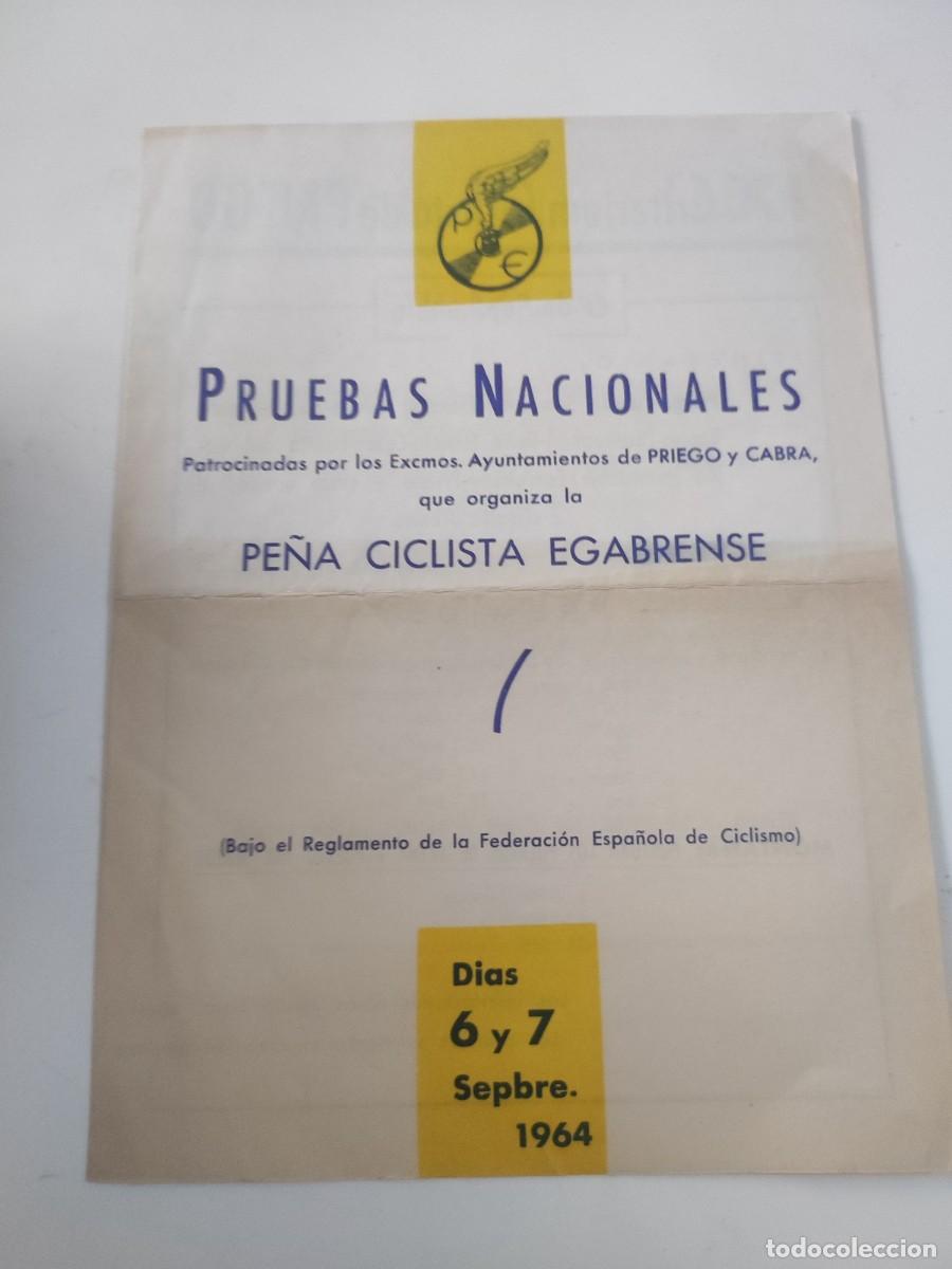 Coleccionismo deportivo: Publicidad Pruebas Nacionales Pe&ntilde;a Ciclista Egabrense. 1964.