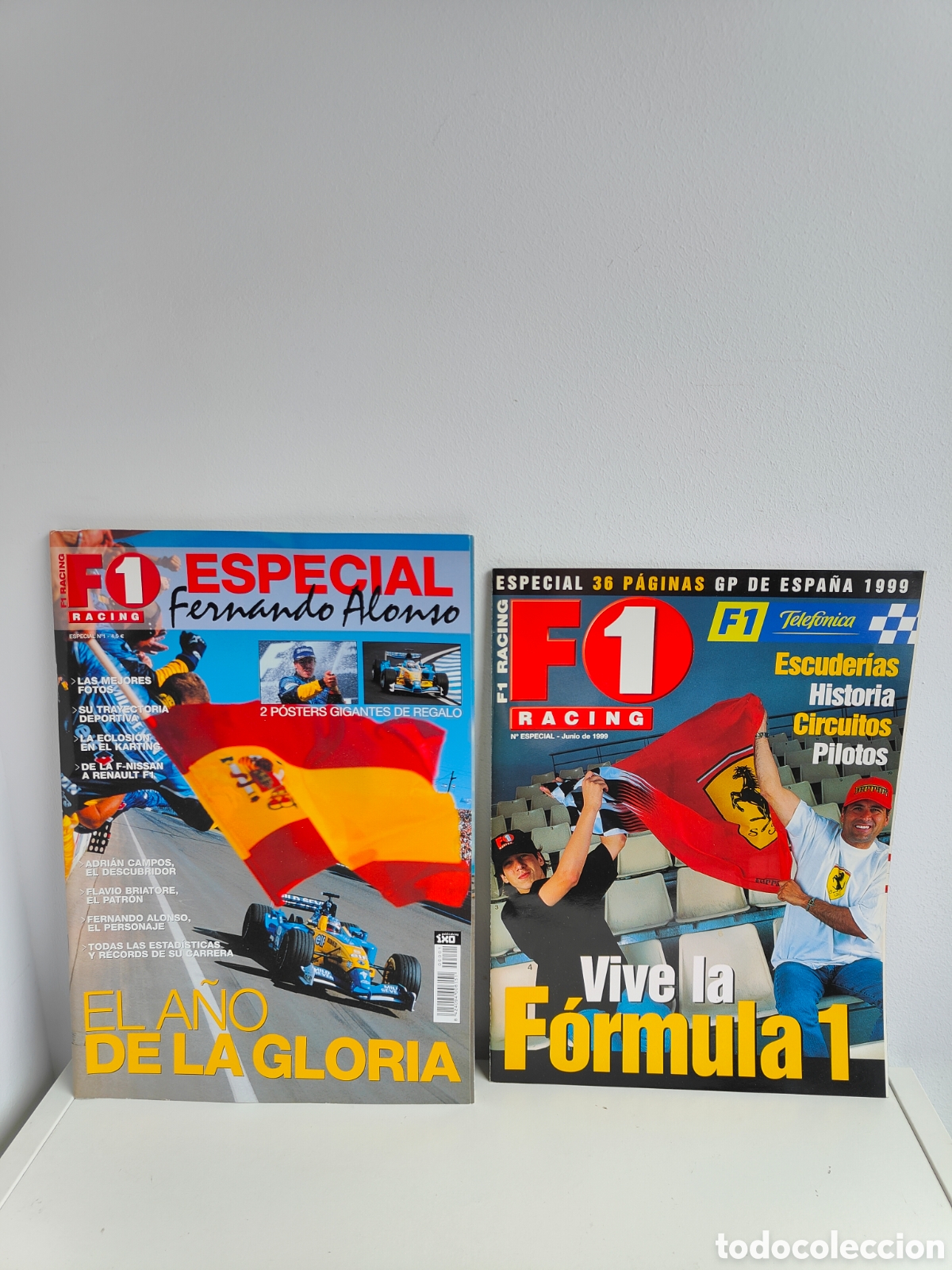 Coleccionismo deportivo: 2 revistas especiales F1 f&oacute;rmula 1 a&ntilde;o 1999 2000 Alonso Schumacher Raikkonen carreras coches
