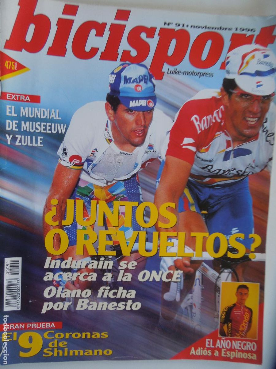 Coleccionismo deportivo: BICISPORT N&ordm; 91-11-1996-INDURAIN SE ACERCA A LA ONCE&iquest; JUNTOS O REVUELTOS?