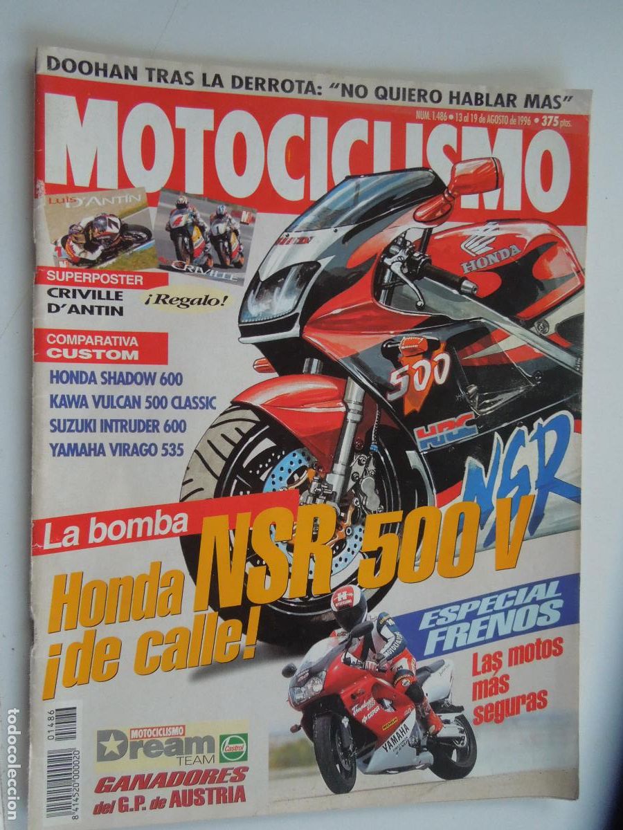 Coleccionismo deportivo: MOTOCICLISMO N&ordm; 1486- 08-1996- LA BOMBA PRUEBA: HONDA NSR 500 V DE GP. CIRCUITO DE ESPA&Ntilde;A
