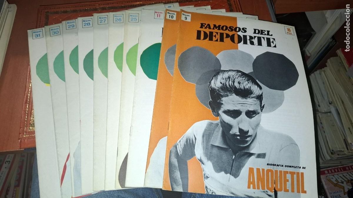 Collezionismo sportivo: Revistas. Famosos del deporte. Anquetil, Di Stefano, Coppi, Carrasco, Samitier, Gainza, Langara..