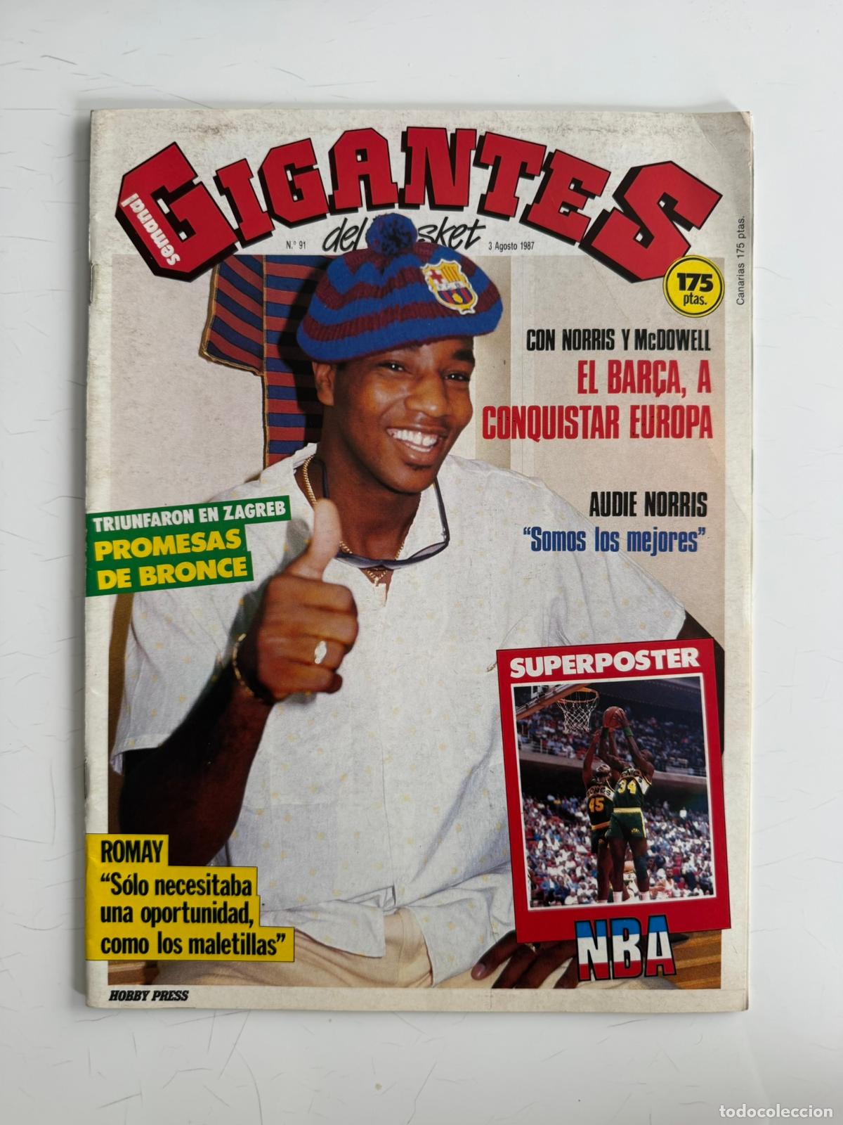 Coleccionismo deportivo: GIGANTES DEL BASKET N.&ordm; 91 (1987) &ndash; Superp&oacute;ster NBA incluido