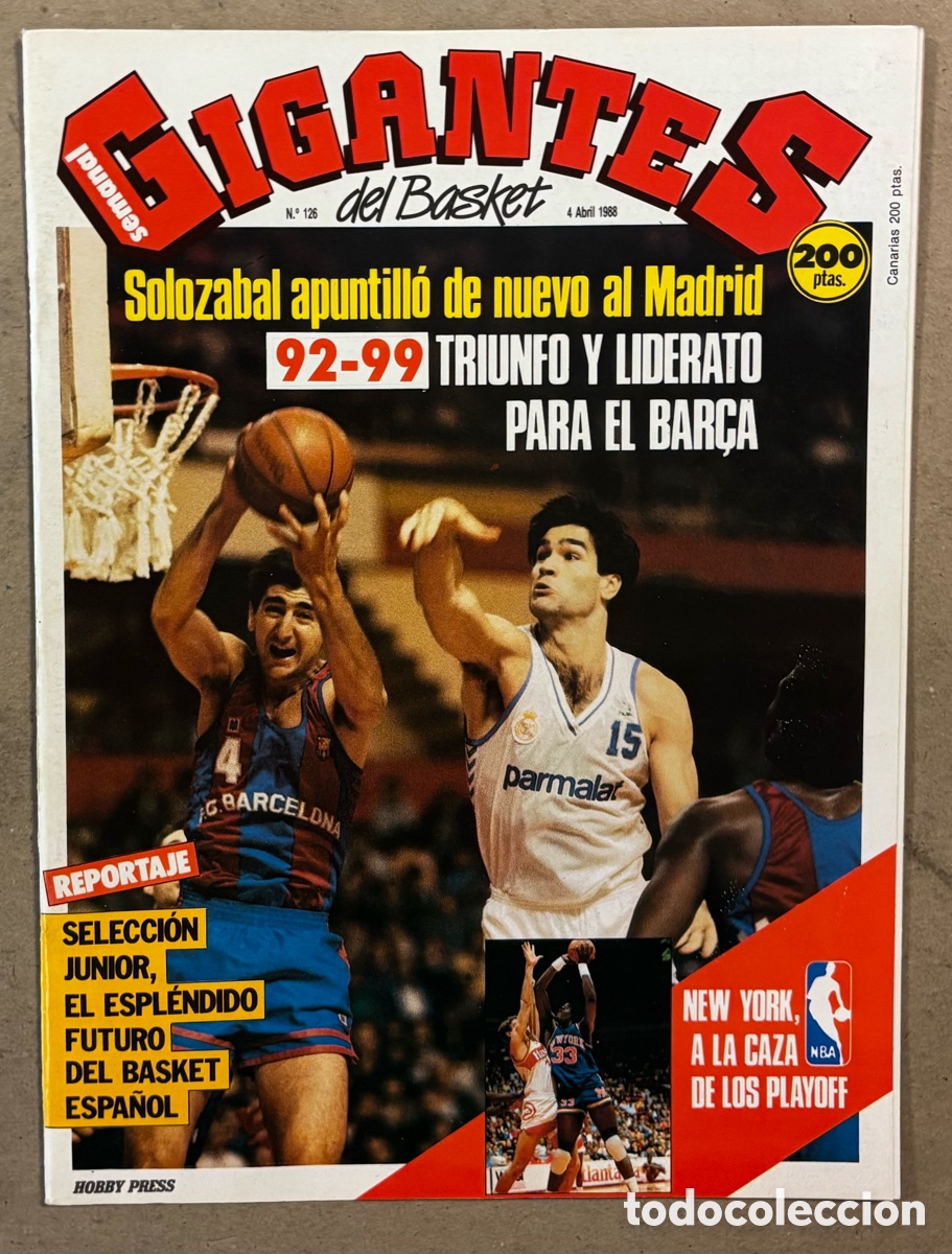 Coleccionismo deportivo: GIGANTES DEL BASKET N&deg; 126 (1988). BAR&Ccedil;A Vs R. MADRID, NEW YORK KNICKS, SELECCI&Oacute;N JUNIOR,&hellip;