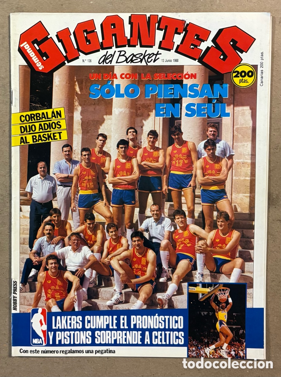 Coleccionismo deportivo: GIGANTES DEL BASKET BASKET N&deg; 136 (1988). SELECCI&Oacute;N JJOO SE&Uacute;L, ADI&Oacute;S DE CORBAL&Aacute;N, FINALES NBA,&hellip;