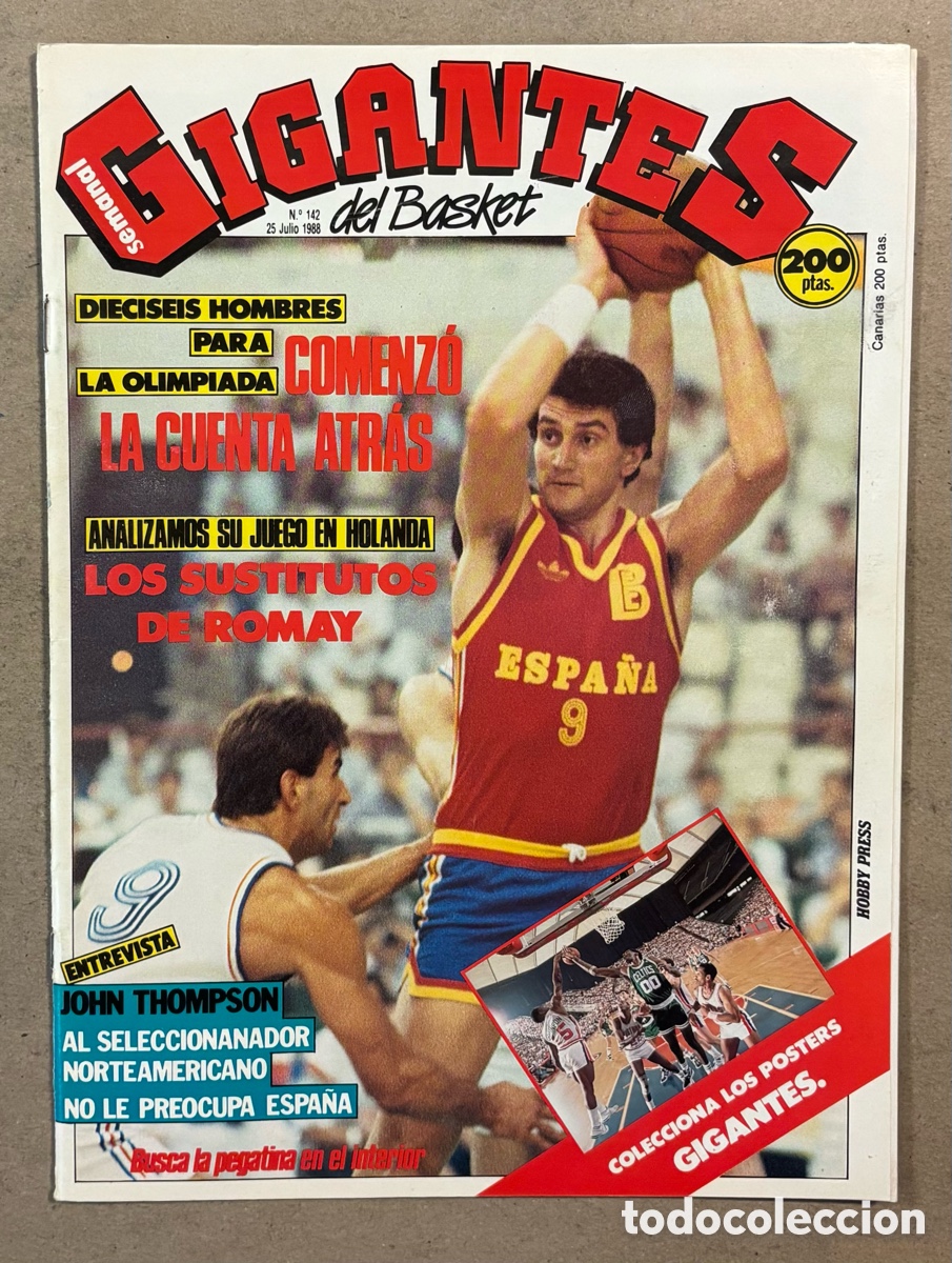 Collezionismo sportivo: GIGANTES DEL BASKET N&deg;142 (1988). CONVOCATORIA SELECCI&Oacute;N OLIMPIADA SE&Uacute;L, ROMAY, JOHN THOMPSON