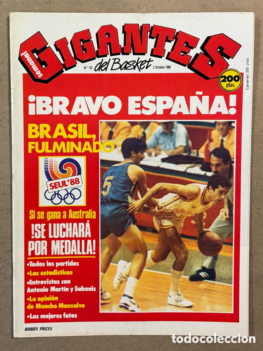 Coleccionismo deportivo: GIGANTES DEL BASKET N&deg; 151 (1988). ESPECIAL OLIMPIADA DE SE&Uacute;L,&hellip;