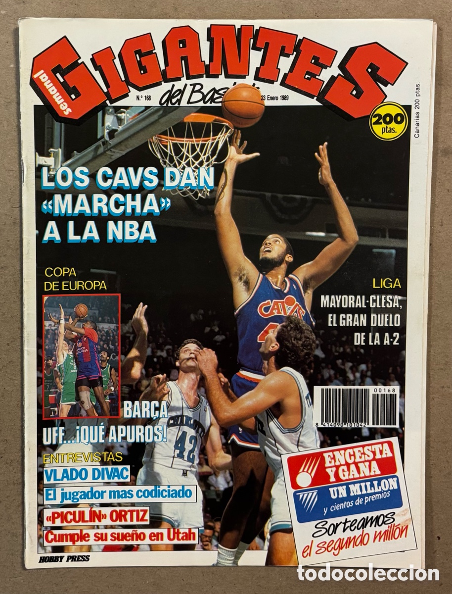 Coleccionismo deportivo: GIGANTES DEL BASKET N&deg; 168 (1989). VLADO DIVAC, PICULIN ORTIZ, CAVALIERS NBA,...