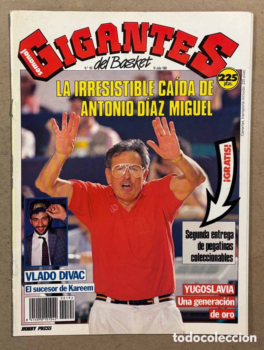 Collezionismo sportivo: GIGANTES DEL BASKET N&deg; 192 (1989). YUGOSLAVIA GENERACI&Oacute;N DE ORO, CA&Iacute;DA D&Iacute;AZ MIGUEL, VLADO DIVAC LAKE