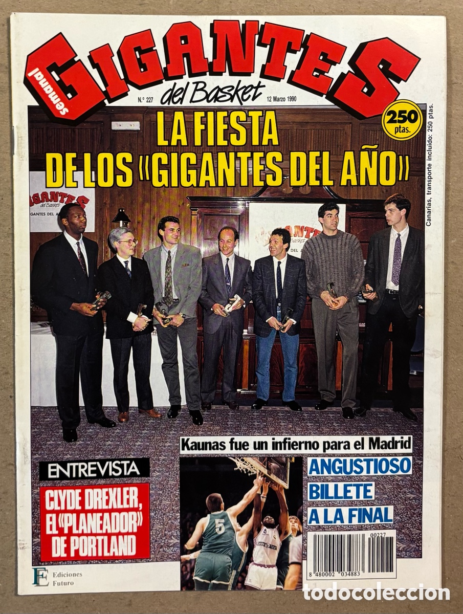 Collezionismo sportivo: GIGANTES DEL BASKET N&deg; 227 (1990). FIESTA GIGANTES DEL A&Ntilde;O, CLYDE DREXLER, ZALGIRIS REAL MADRID,&hellip;