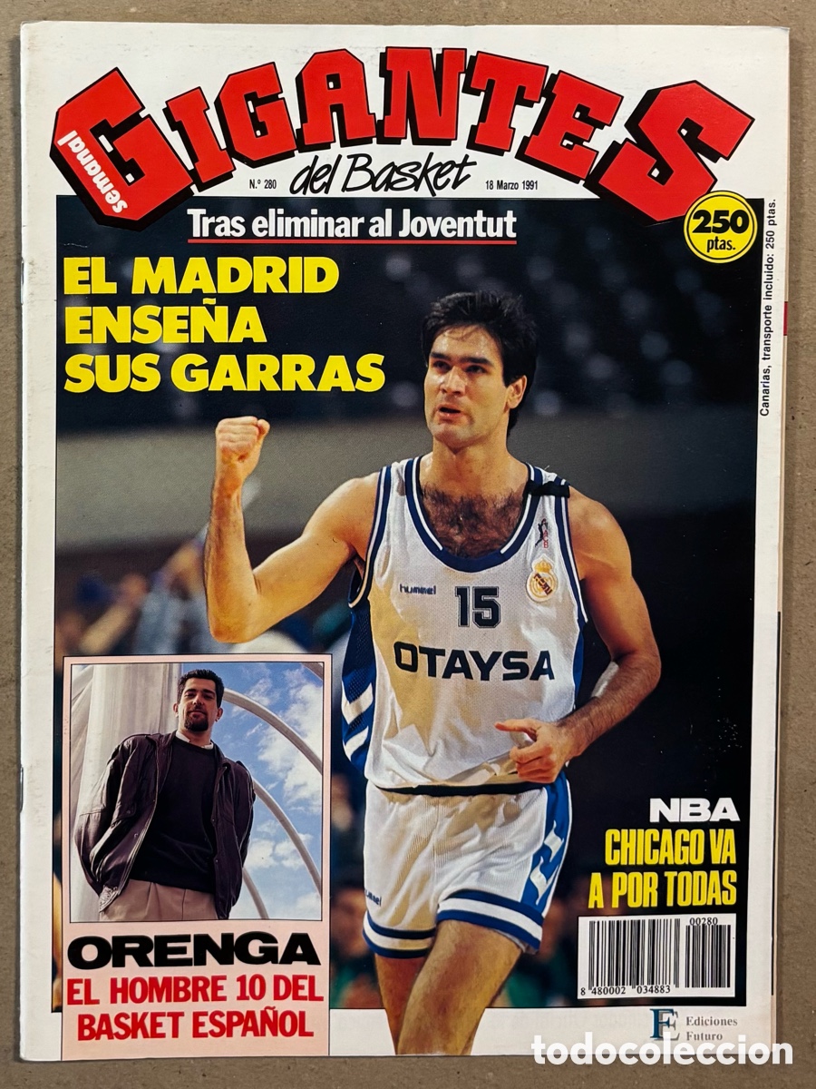Collezionismo sportivo: GIGANTES DEL BASKET N&deg; 279 (1991). POSTER FERNANDO ARCEGA (CAI), ORENGA, CHIGAGO BULLS, REAL MADRID