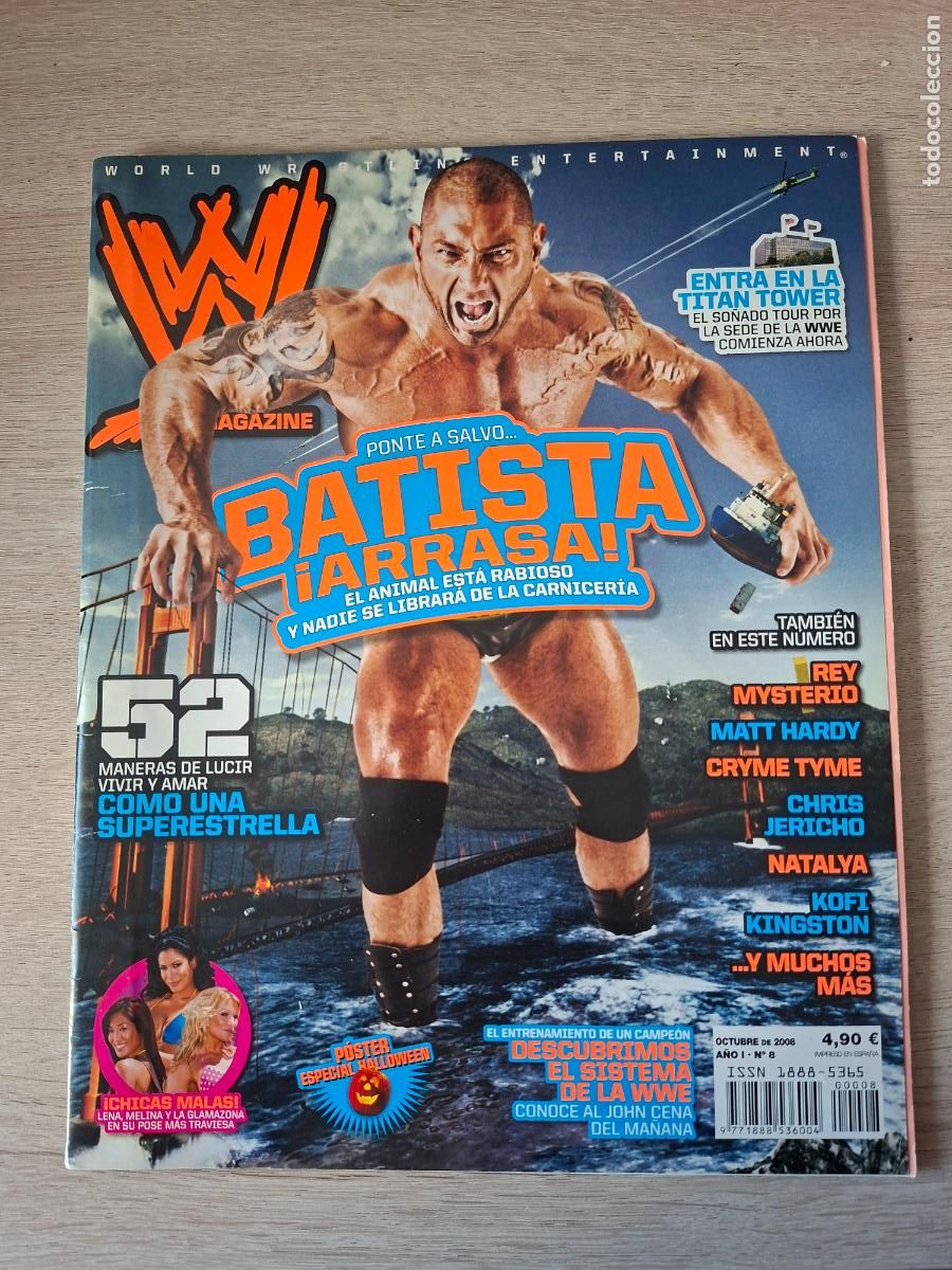 Coleccionismo deportivo: REVISTA WWE MAGAZINE - A&Ntilde;O I (2008) - N&ordm; 8 - BATISTA ARRASA - WRESTLING - PRESSING CATCH