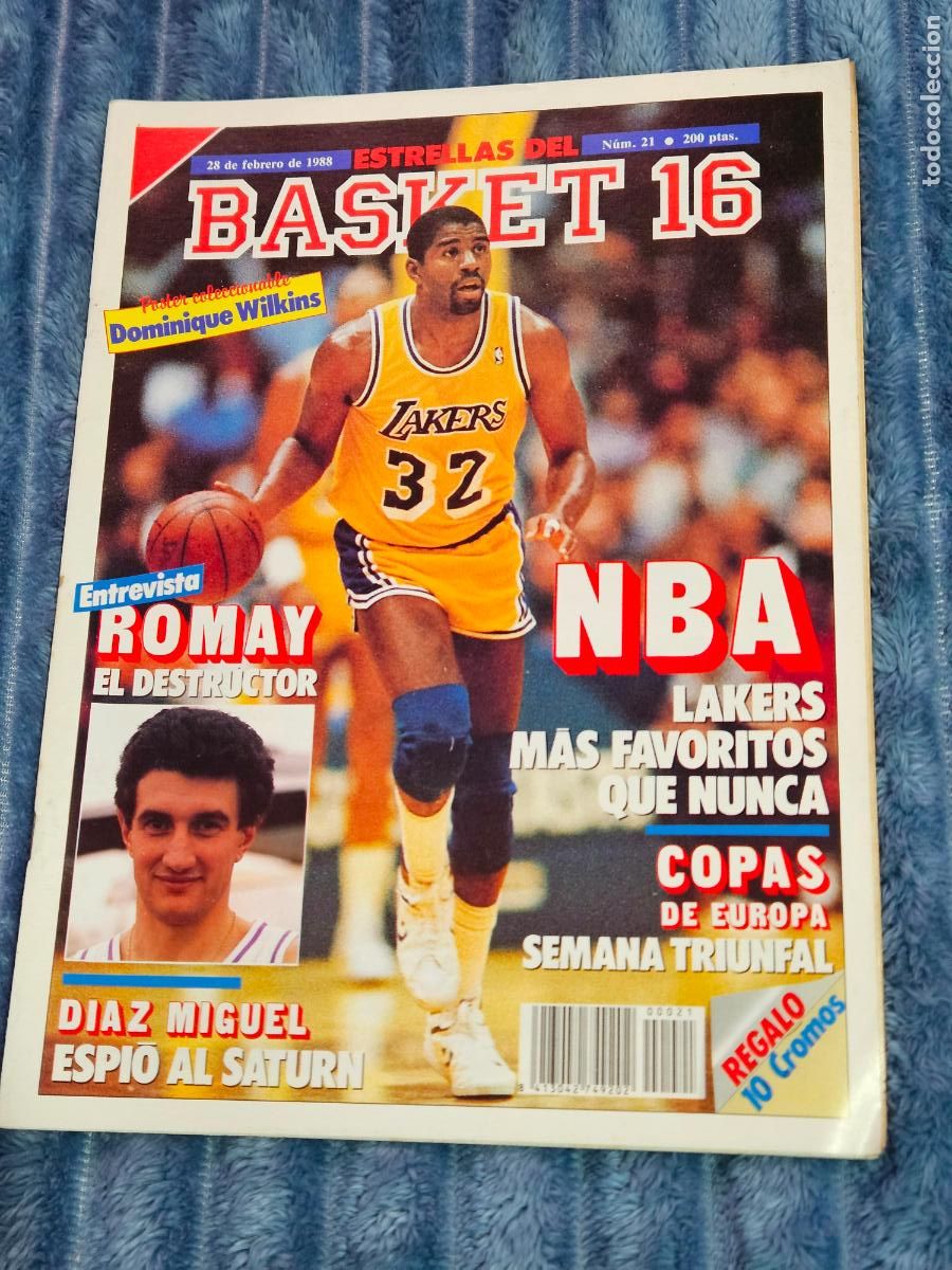 Sports collectibles: REVISTA ESTRELLAS DEL BASKET - N&ordf; 21 CON POSTER - MAGIC JOHNSON - DOMINIQUE WILKINS