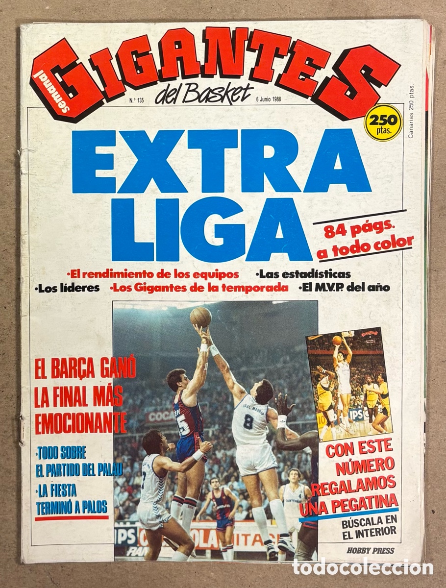 Collectionnisme sportif: GIGANTES DEL BASKET N&deg; 135 (1988). POSTER BARCELONA CAMPE&Oacute;N DE LIGA, EXTRA LIGA,...