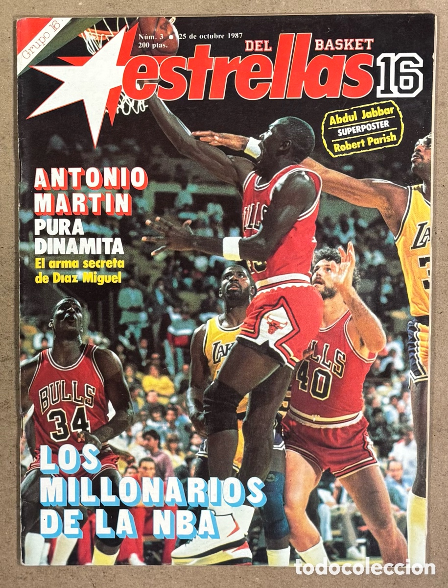 Coleccionismo deportivo: ESTRELLAS DEL BASKET 16 N&deg; 3 (1987). MICHAEL JORDAN, ANTONIO MART&Iacute;N, DRAZEN PETROVIC,