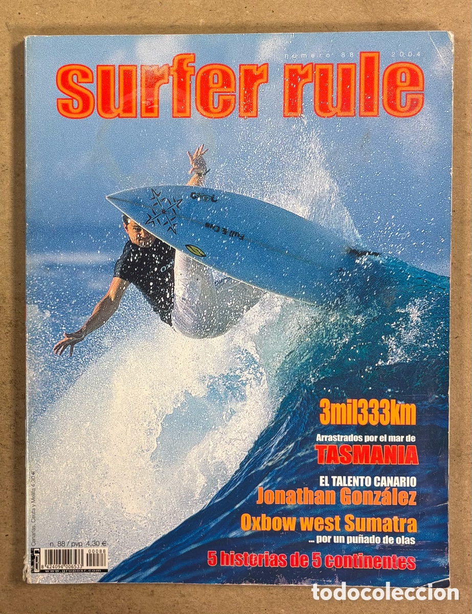 Collectionnisme sportif: SURFER RULE N&deg; 88 (2004). 3MIL333KM, TASMANIA, JONATHAN GONZ&Aacute;LEZ, OXBOX WEST SUMATRA,&hellip;