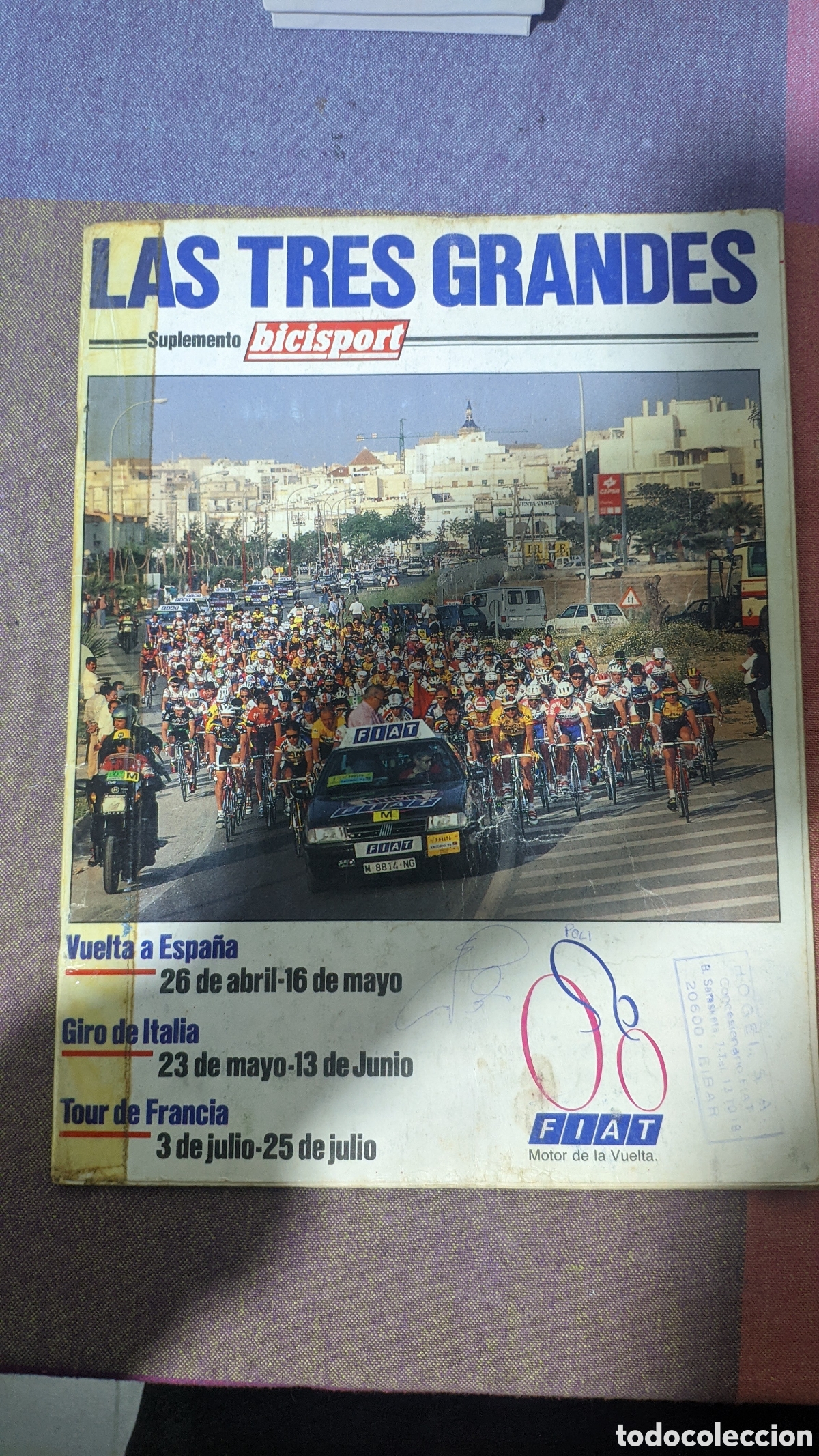Coleccionismo deportivo: Revista &rdquo;Las Tres Grandes&rdquo; Bicisport, 33 firmas.