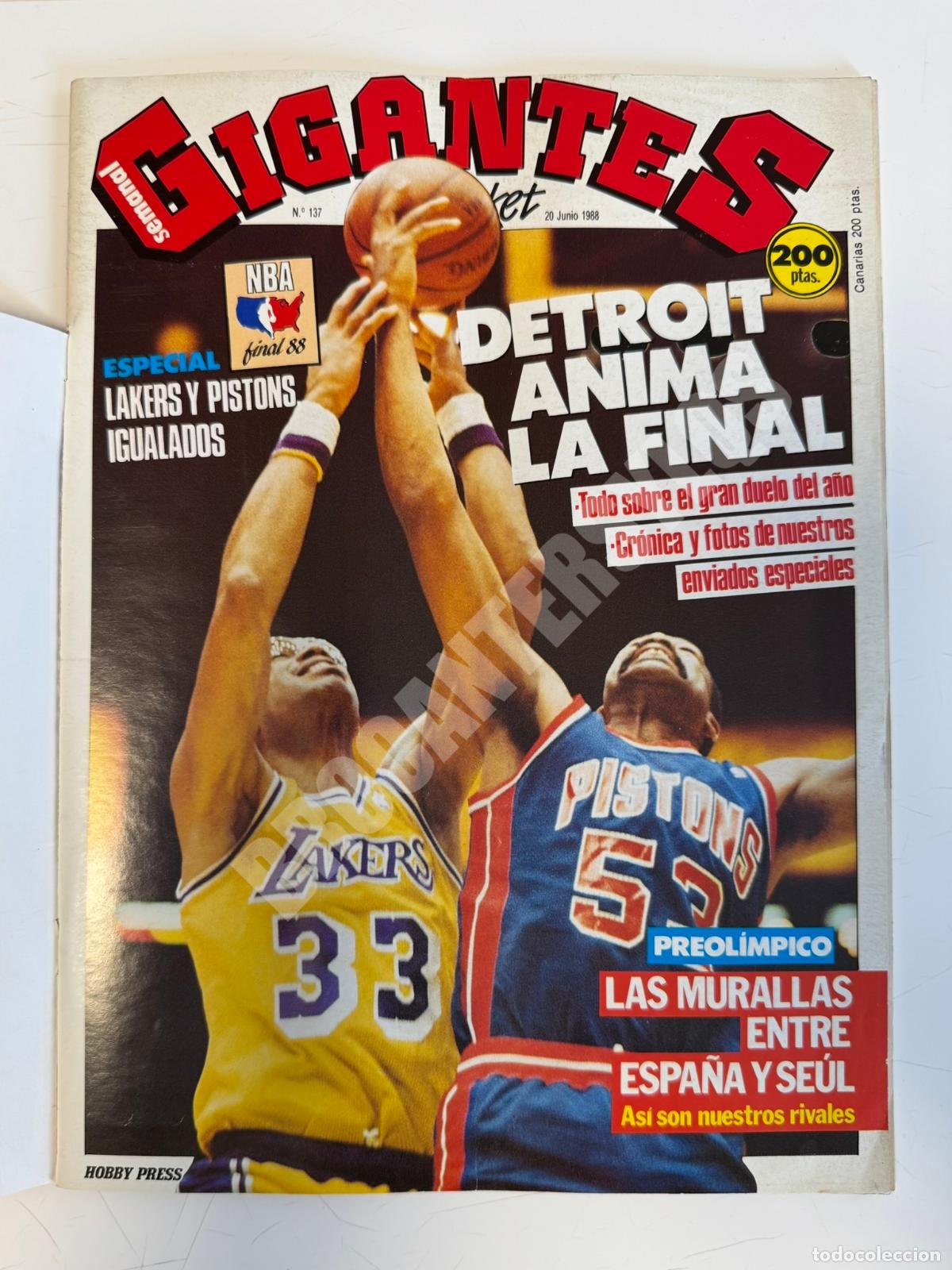 Coleccionismo deportivo: GIGANTES DEL BASKET N.&ordm; 137 (1988) &ndash; P&oacute;ster de Detroit Pistons incluido