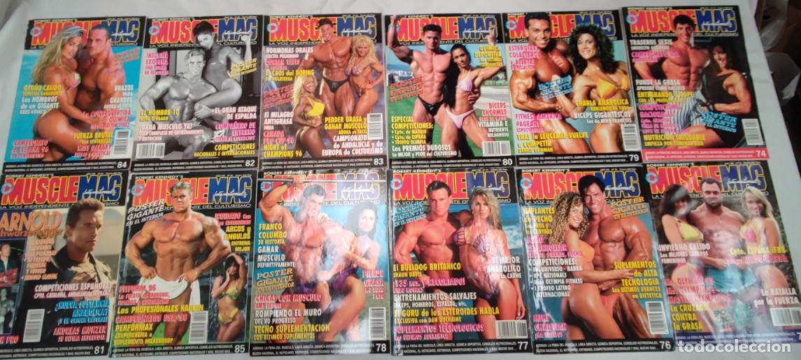 Coleccionismo deportivo: 12 REVISTAS DE CULTURISMO MUSCLEMAG ESPA&Ntilde;A, A&Ntilde;O VIII COMPLETO, A&Ntilde;OS 90, POSTERS
