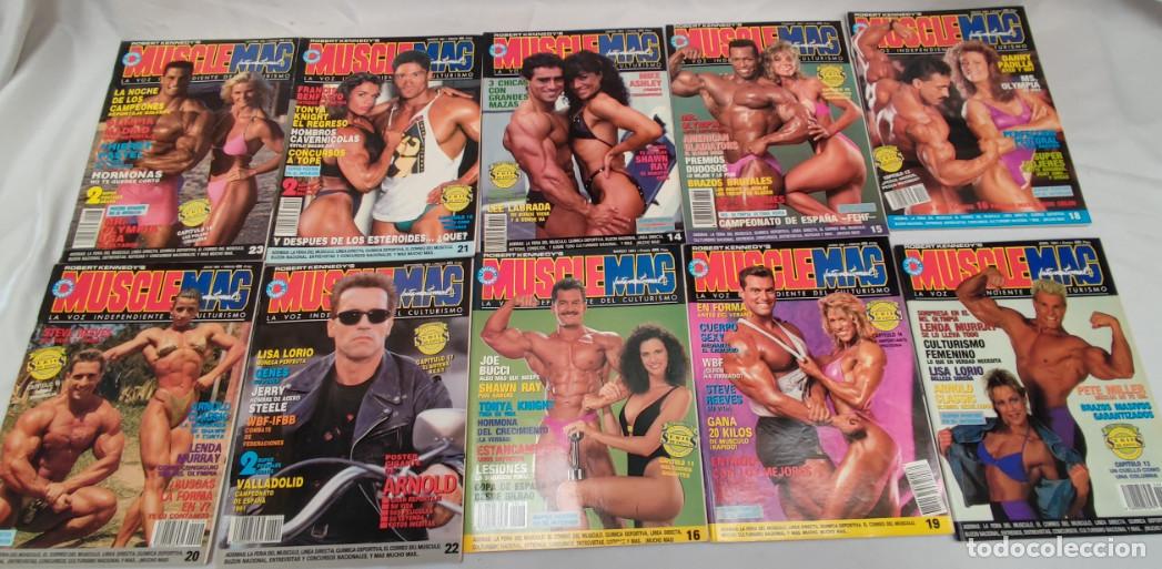 Coleccionismo deportivo: 10 REVISTAS DE CULTURISMO MUSCLEMAG ESPA&Ntilde;A CON POSTERS GIGANTE DE ARNOLD SCHWARZENEGGER, A&Ntilde;O 1991