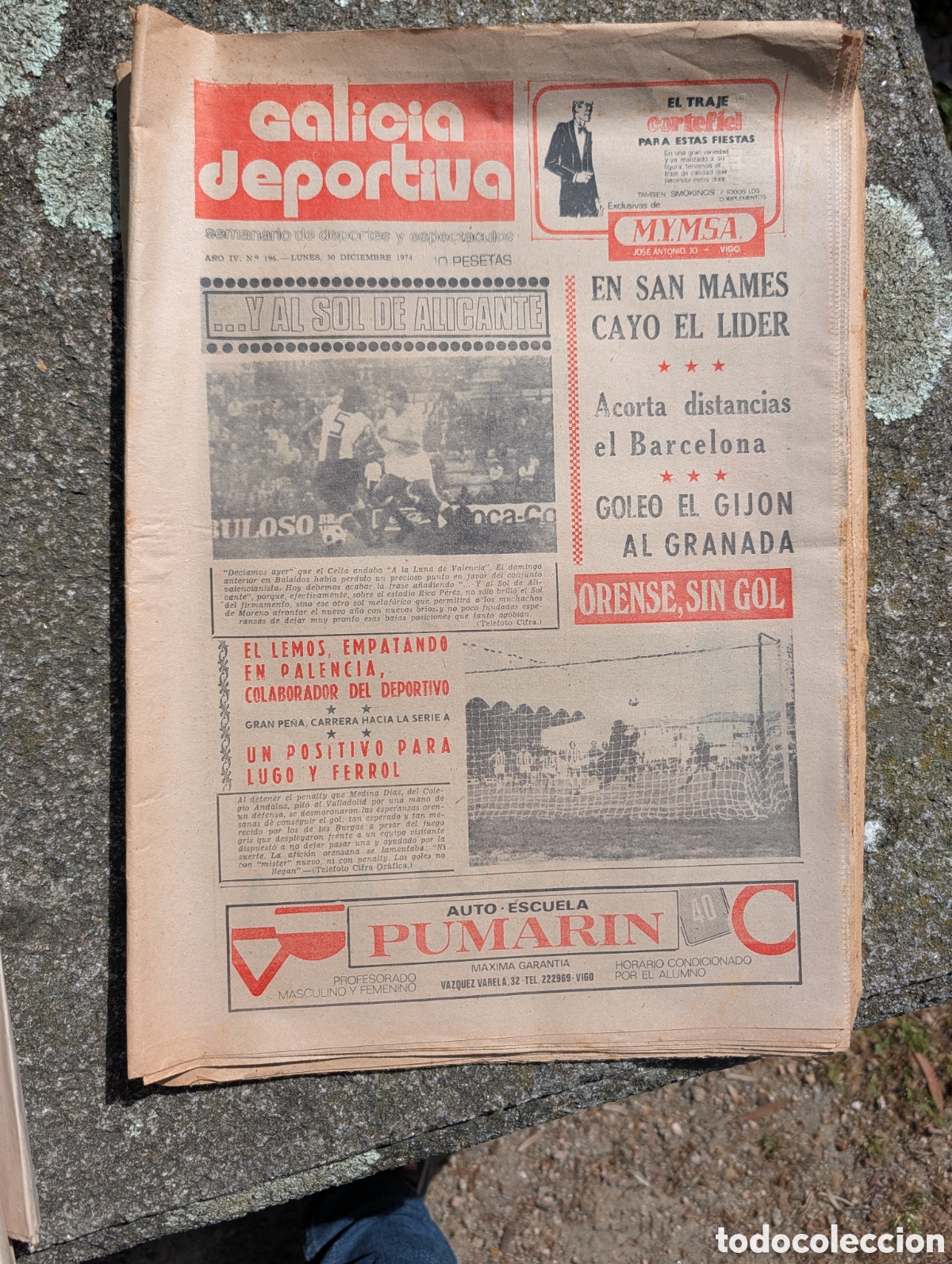 Coleccionismo deportivo: ​Semanario GALICIA DEPORTIVA - N&ordm; 196 (30 Dic 1974) - Especial Fin de A&ntilde;o - Publicidad Retro Pepsi/