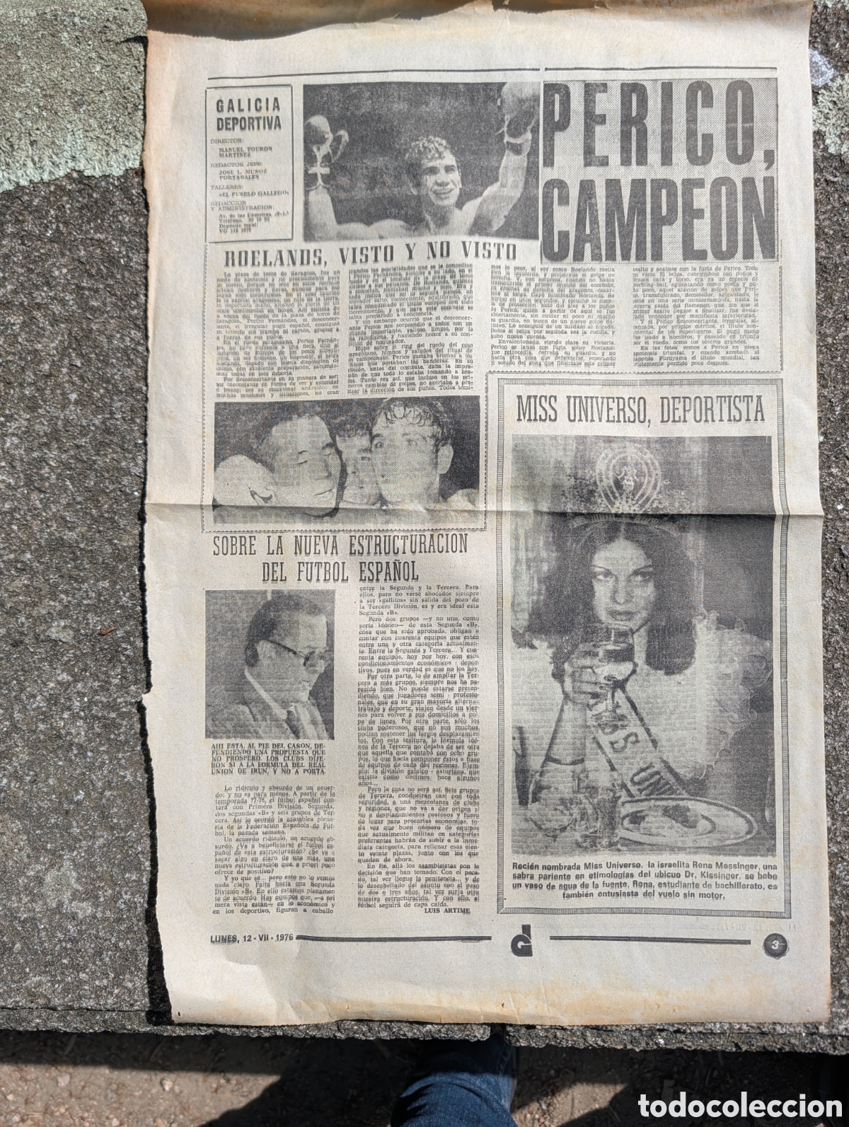 Coleccionismo deportivo: ​Semanario GALICIA DEPORTIVA Completo - 12 Julio 1976 - Especial Asamblea RC CELTA y Perico Fern&aacute;nde