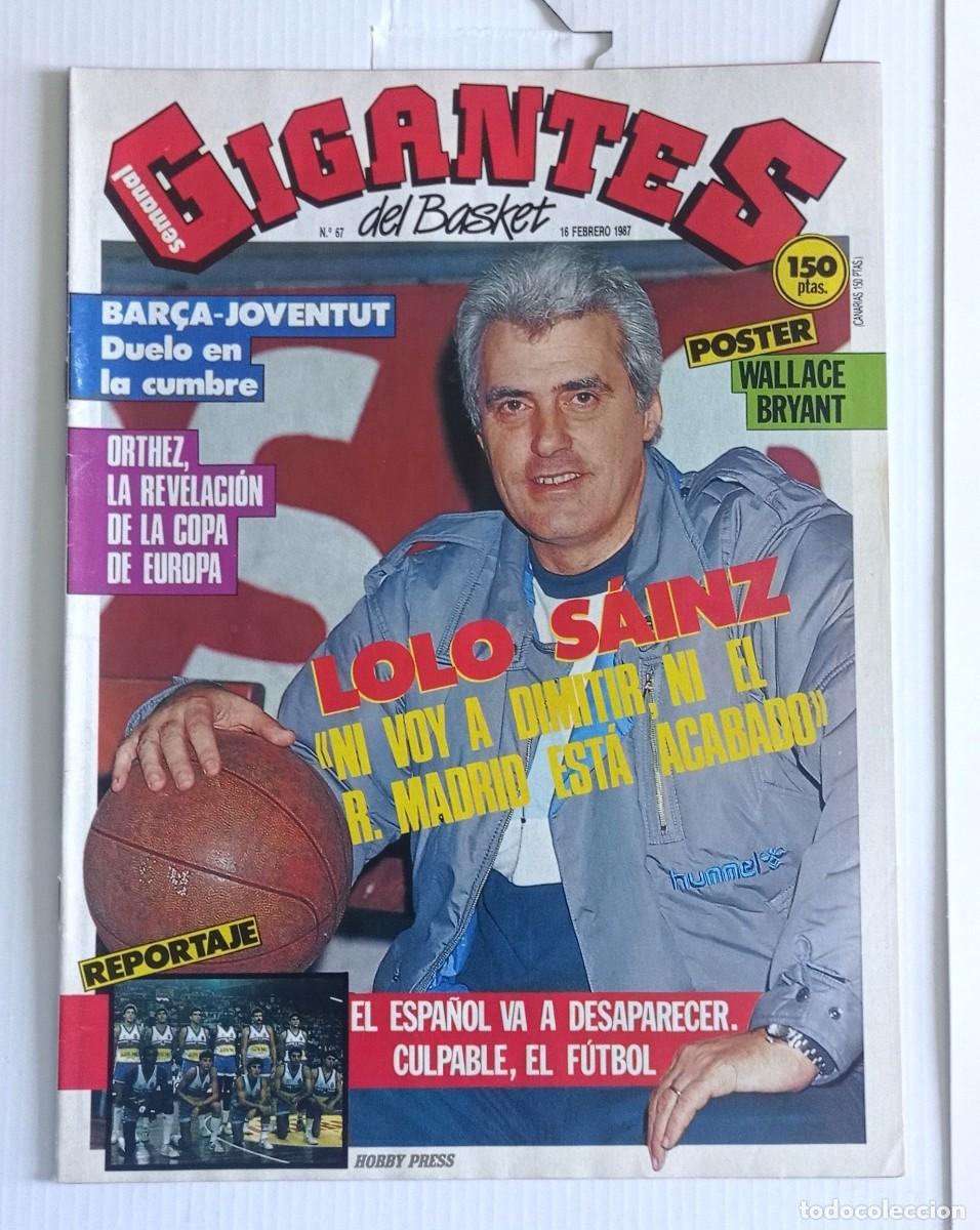 Coleccionismo deportivo: revista GIGANTES del BASKET n&ordm; 67 del a&ntilde;o 1987