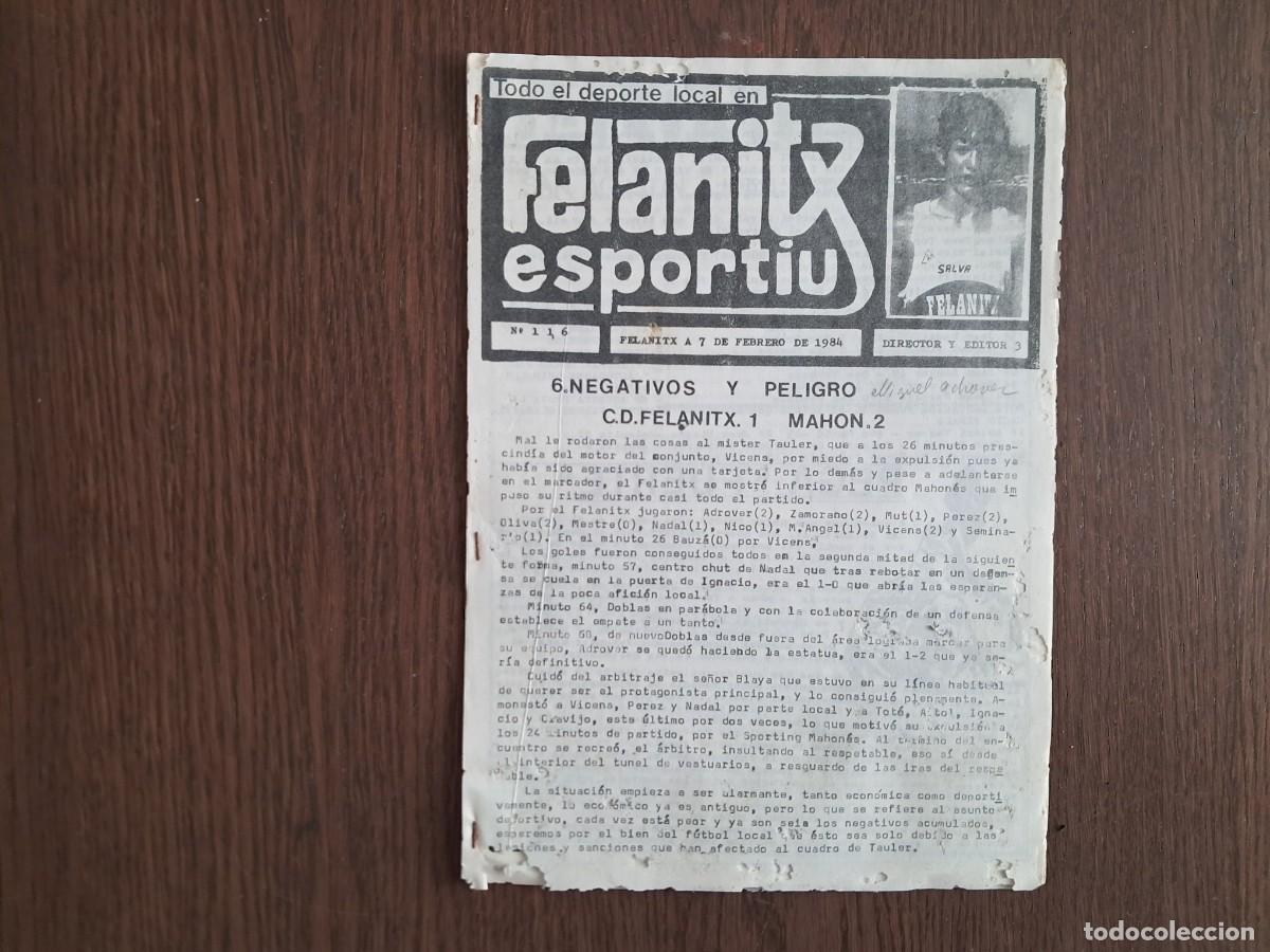 Collezionismo sportivo: revista de deportes, Felanitx esportiu, n&ordm; 116, 17 de febrero 1984, Mallorca.