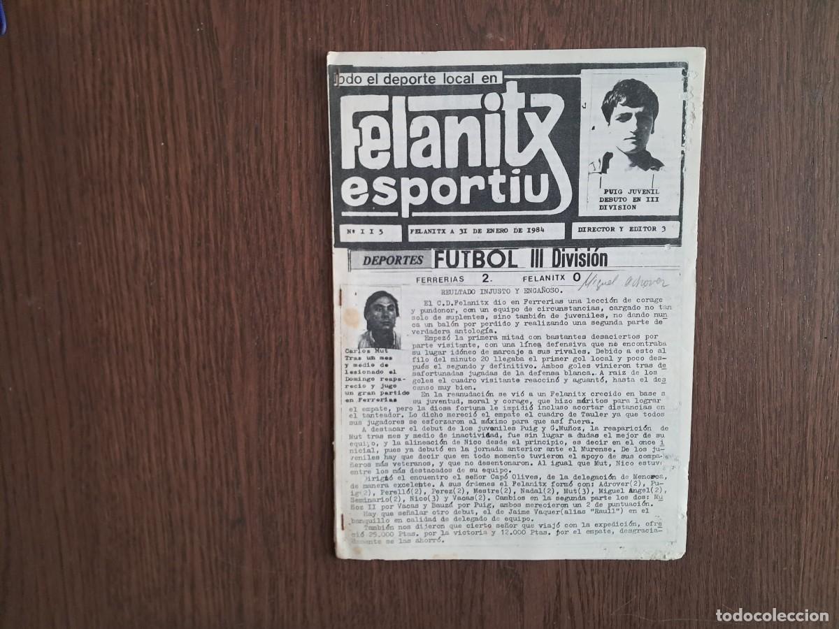 Collezionismo sportivo: revista de deportes, Felanitx esportiu, n&ordm; 115, 31 enero 1984, Mallorca.
