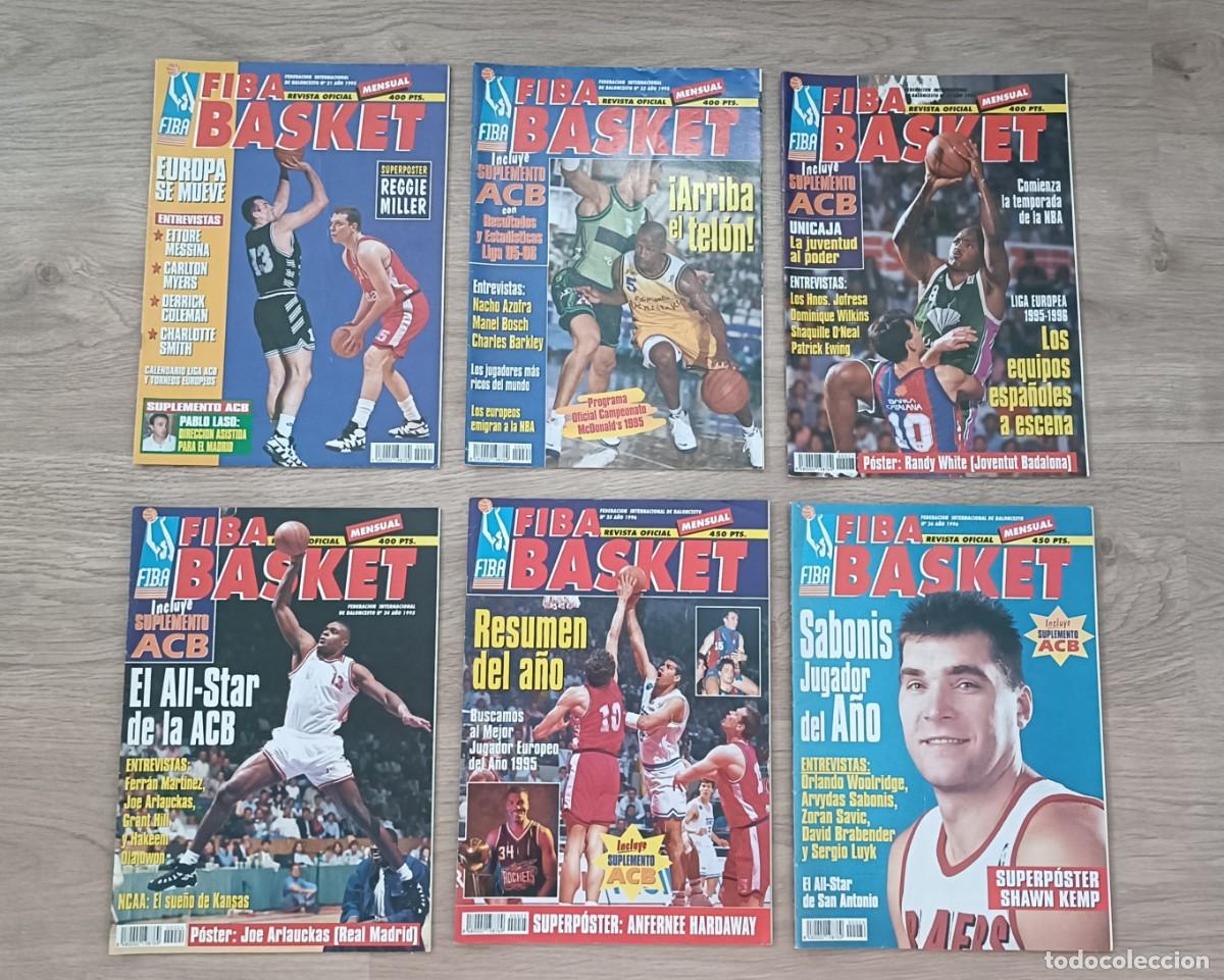 Coleccionismo deportivo: 6 x Revista FIBA BASKET Nums. 21 22 23 24 25 y 26 1995 1996, Baloncesto, ACB, NBA, Sabonis, etc