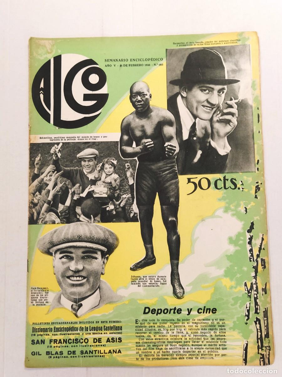 Coleccionismo deportivo: REVISTA ALGO - A&Ntilde;O 1933- BOXEO JACK DEMPSEY - JOHNSON - CARPENTIER - MAX SCHMELLING - RICARDO ZAMORA