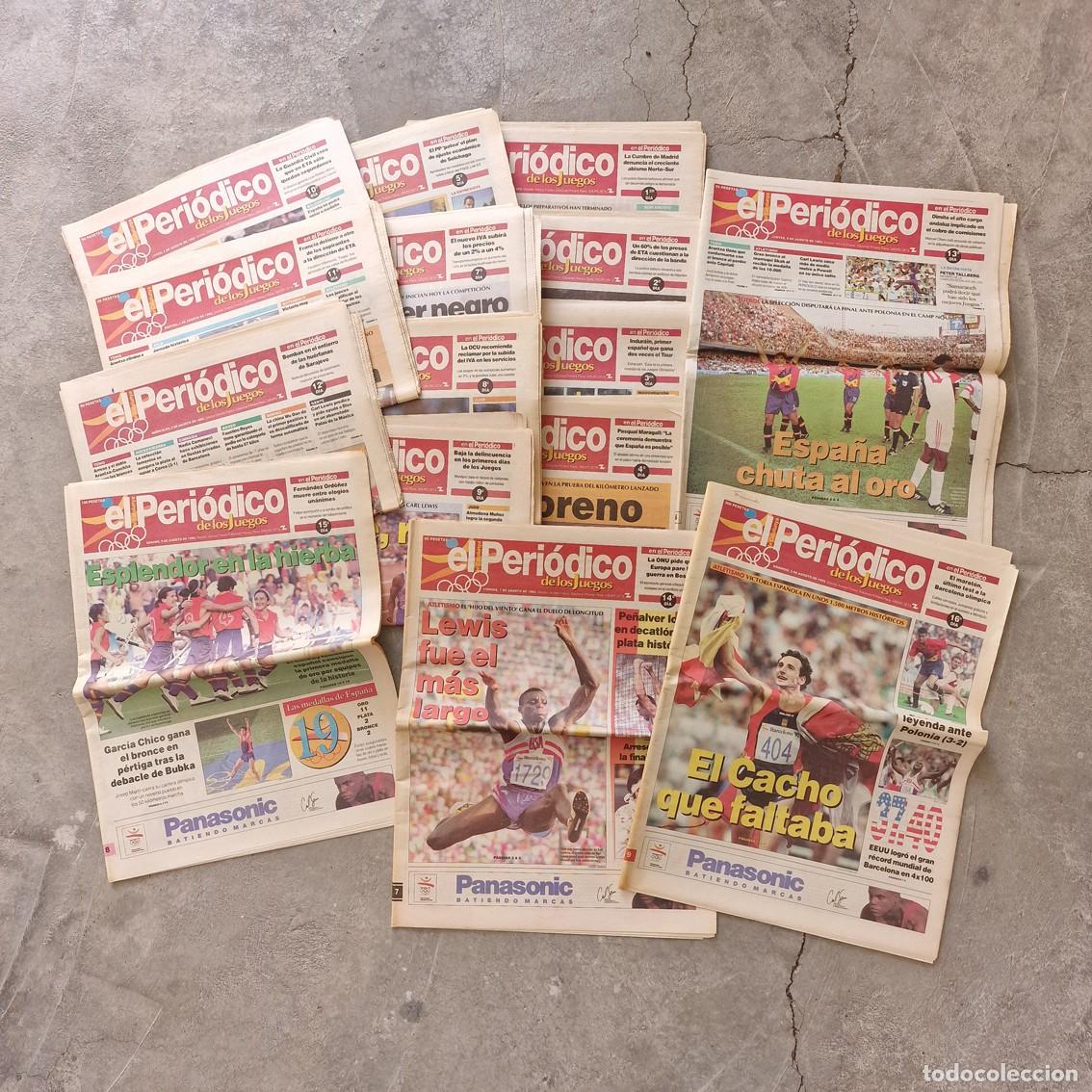 Coleccionismo deportivo: Periodicos EL PERI&Oacute;DICO LOS JUEGOS Barcelona 92 JJOO 15 Ejemplares. CACHO ORO Dream Team. FALTA 1