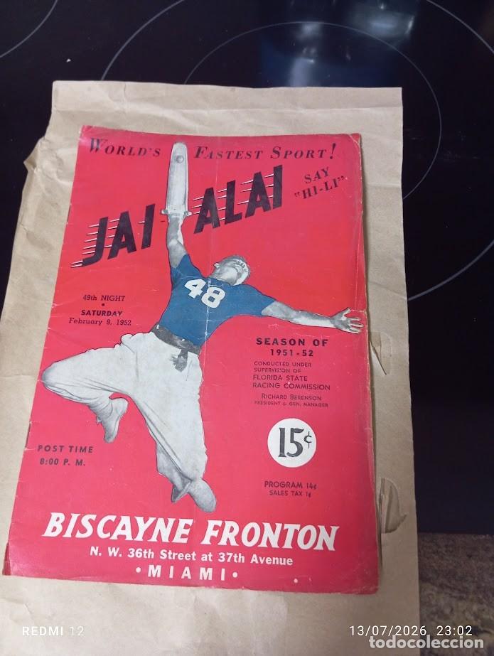 Collectionnisme sportif: WORLD'S FASTESR SPORT JAI ALAI / BISCAYNE FRONTON / PELOTA CESTA PUNTA